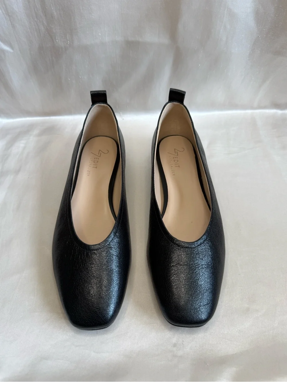 27 EDIT Black Square-Toe Ballet Flats